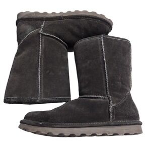 Bearpaw Elle Short Winter Boots Womens 9 Black Faux Fur Lined Comfort Round Toe